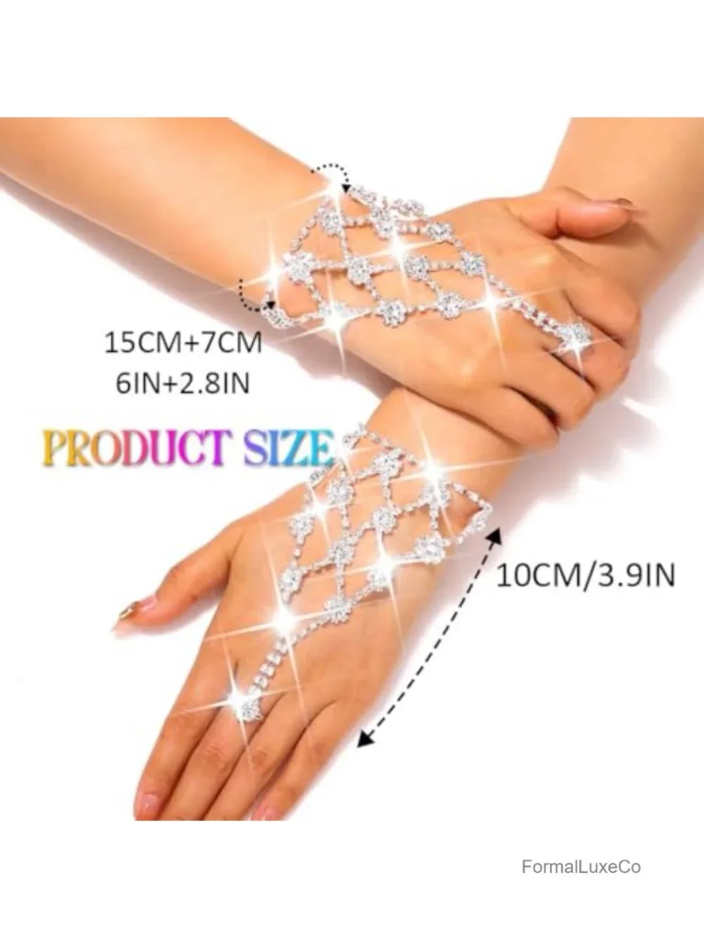 Rhinestone Fingerless Gloves Glitter Hand Chain Wedding Party Accessory